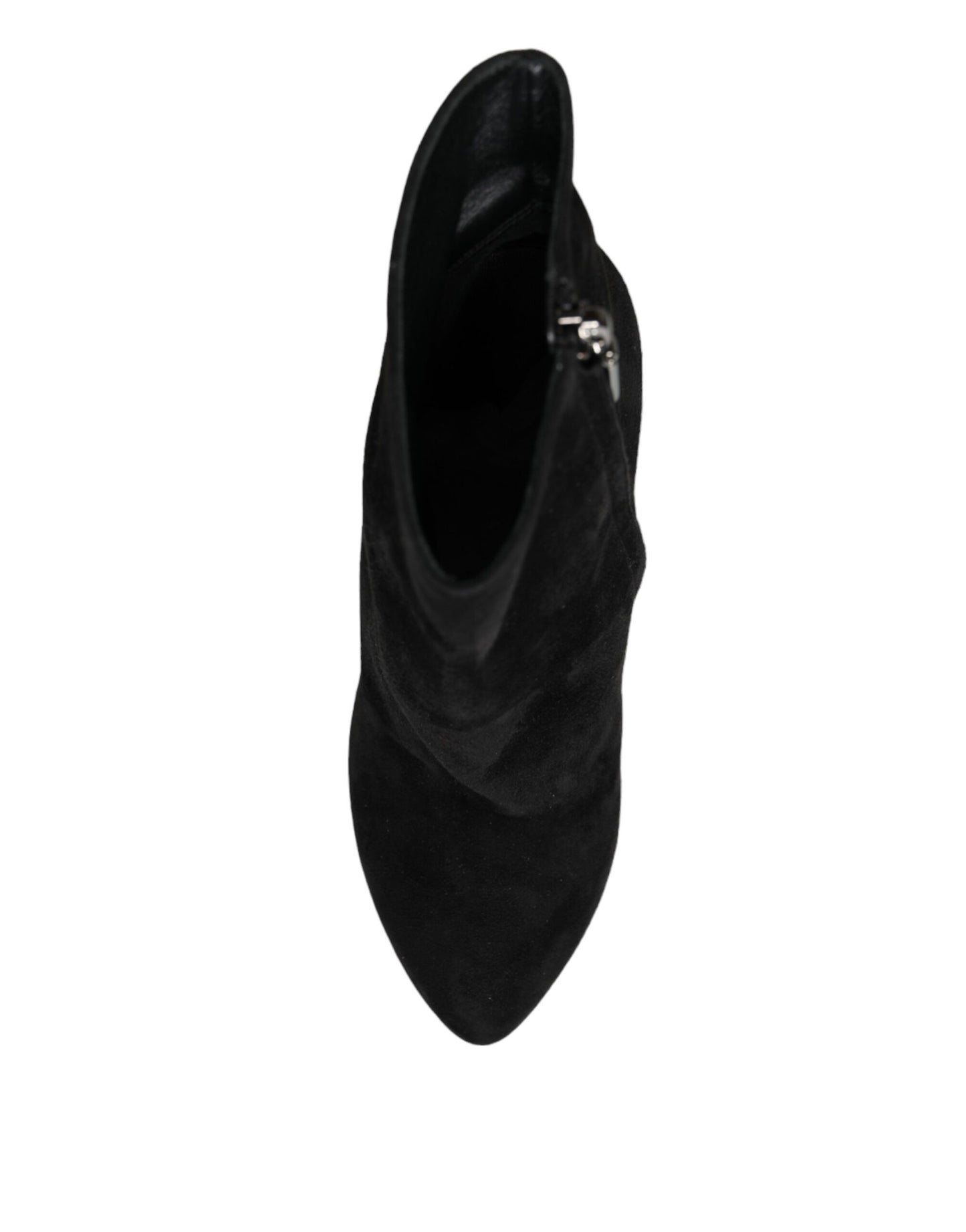 Black Suede Leather Mid Calf Boots Shoes-Dolce & Gabbana-LabelTerrace.com