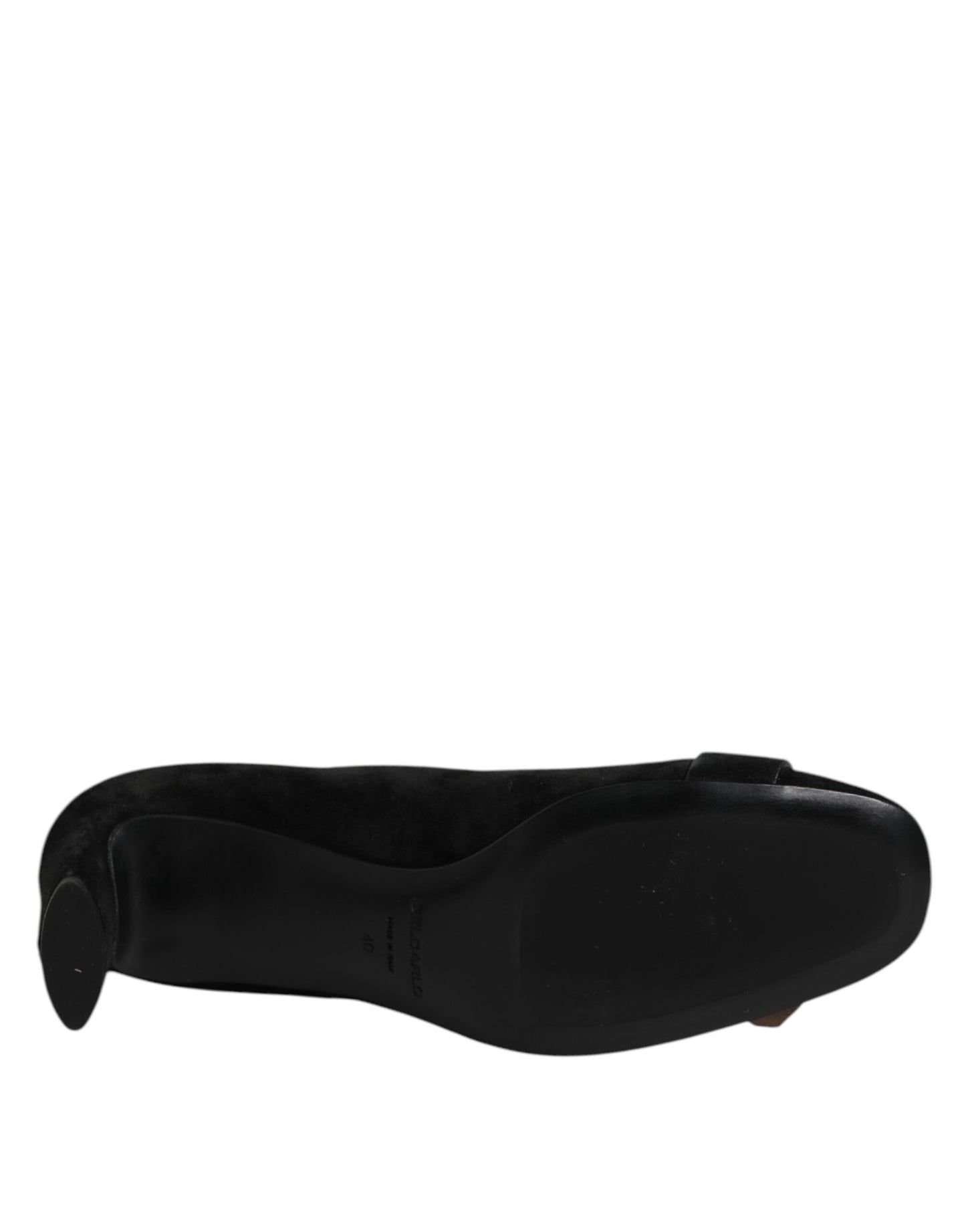 Black Suede Leather Slip On High Heels Pump Shoes-DEL CARLO-LabelTerrace.com