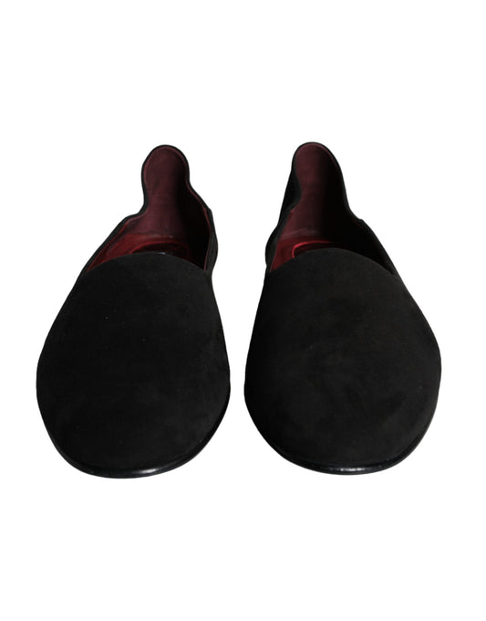 Black Suede Loafers Formal Slip On Shoes-Dolce & Gabbana-LabelTerrace.com