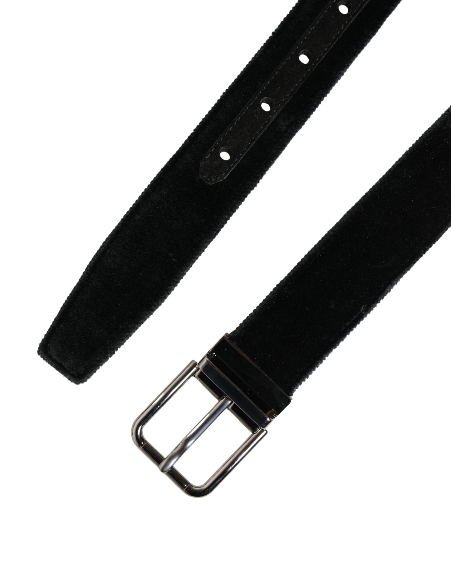 Black Suede Silver Tone Metal Buckle Men Belt