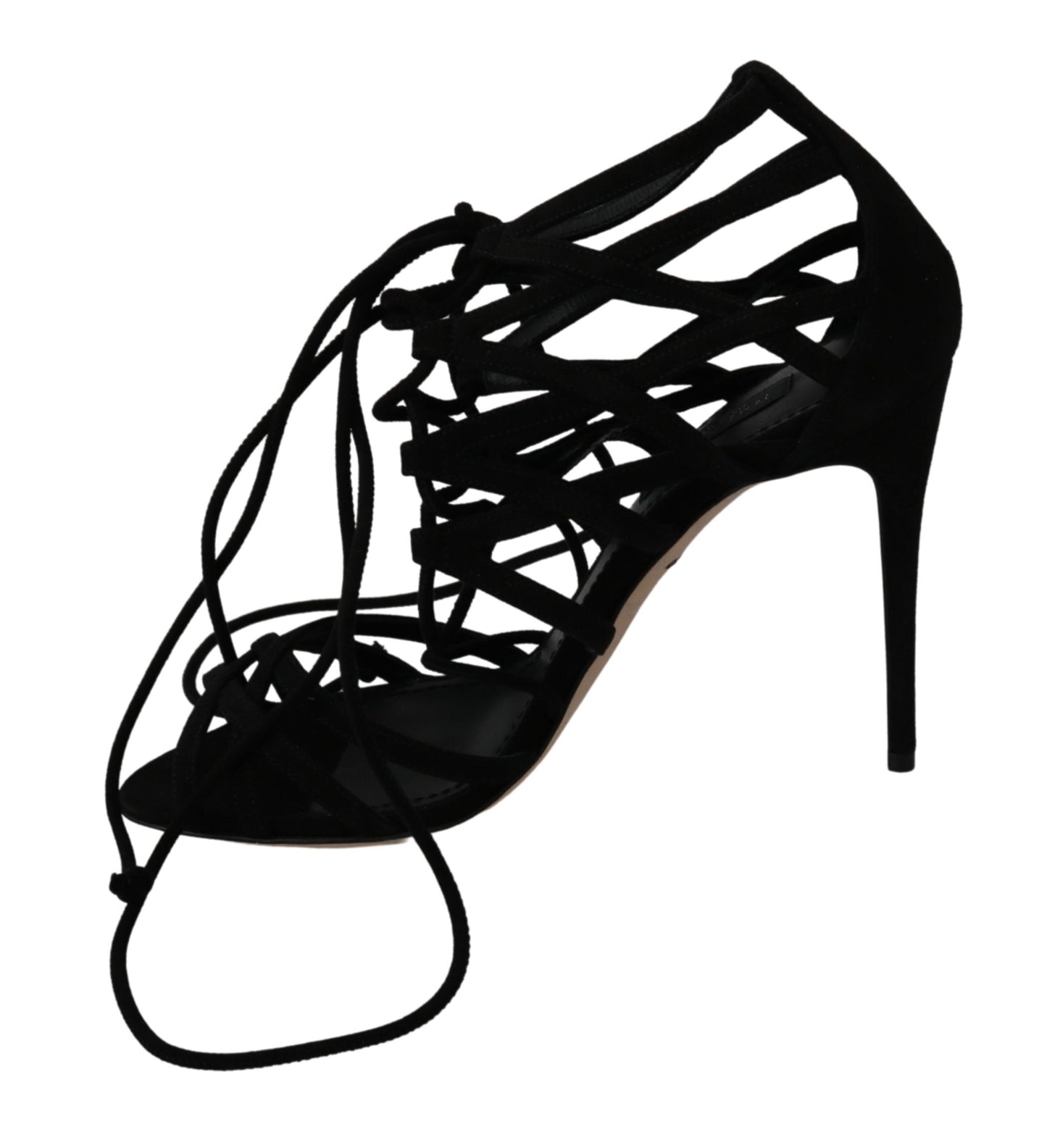 Black Suede Strap Stilettos Shoes Sandals-Dolce & Gabbana-LabelTerrace.com
