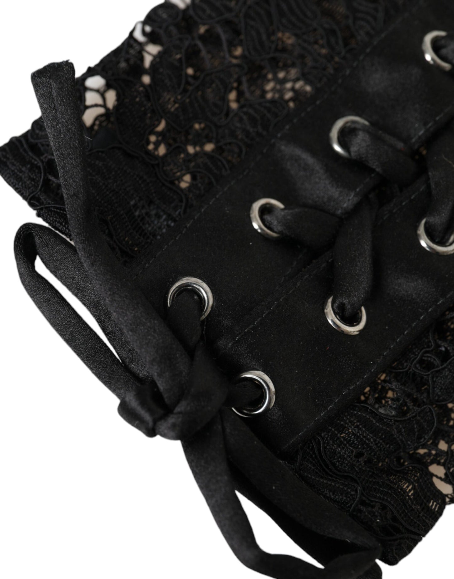 Black Taormina Lace Elbow Length Gloves-Dolce & Gabbana-LabelTerrace.com