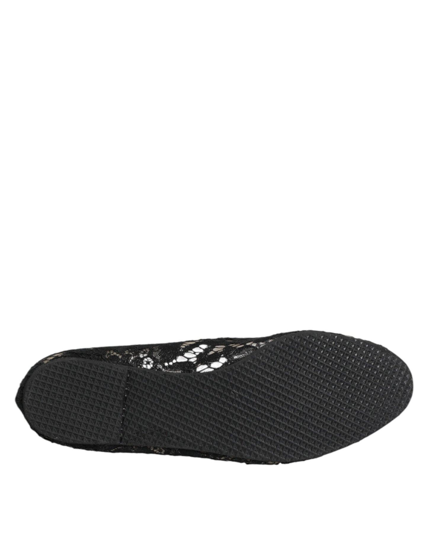 Black Taormina Lace Slip On Flats Shoes-Dolce & Gabbana-LabelTerrace.com