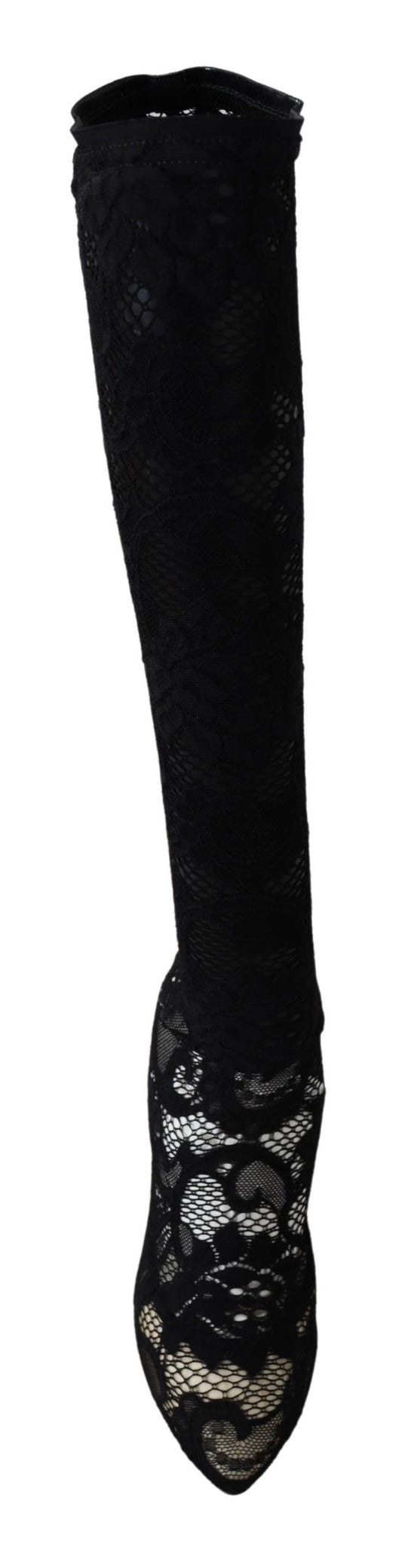 Black Taormina Lace Socks Boots Shoes Pumps-Dolce & Gabbana-LabelTerrace.com