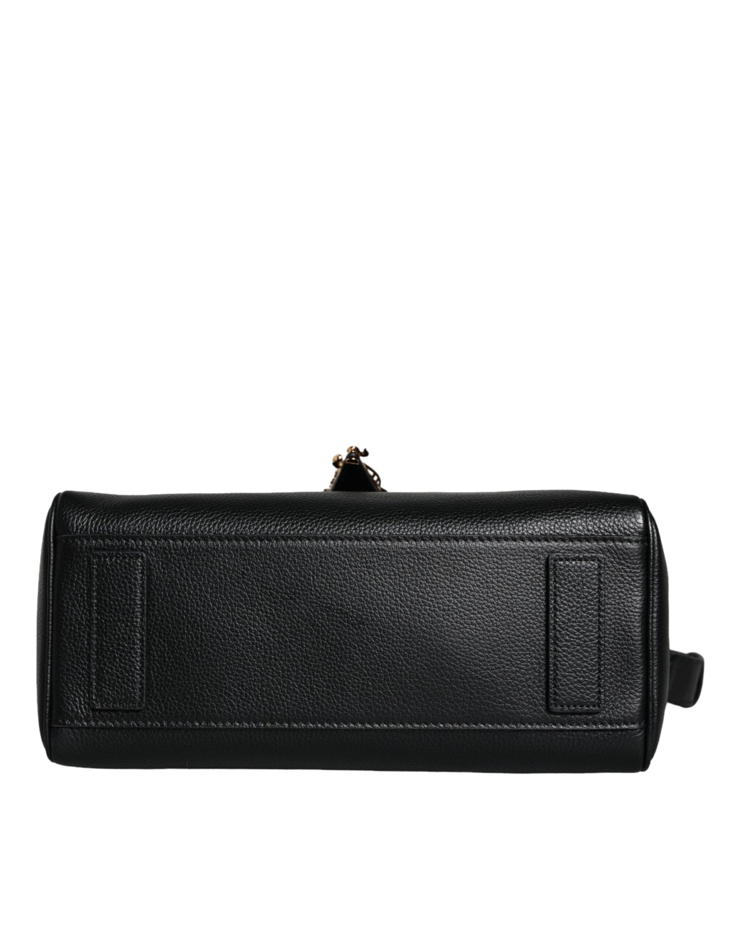 Black Top Handle Grainy Calfskin Leather Crossbody Bag-Versace-LabelTerrace.com