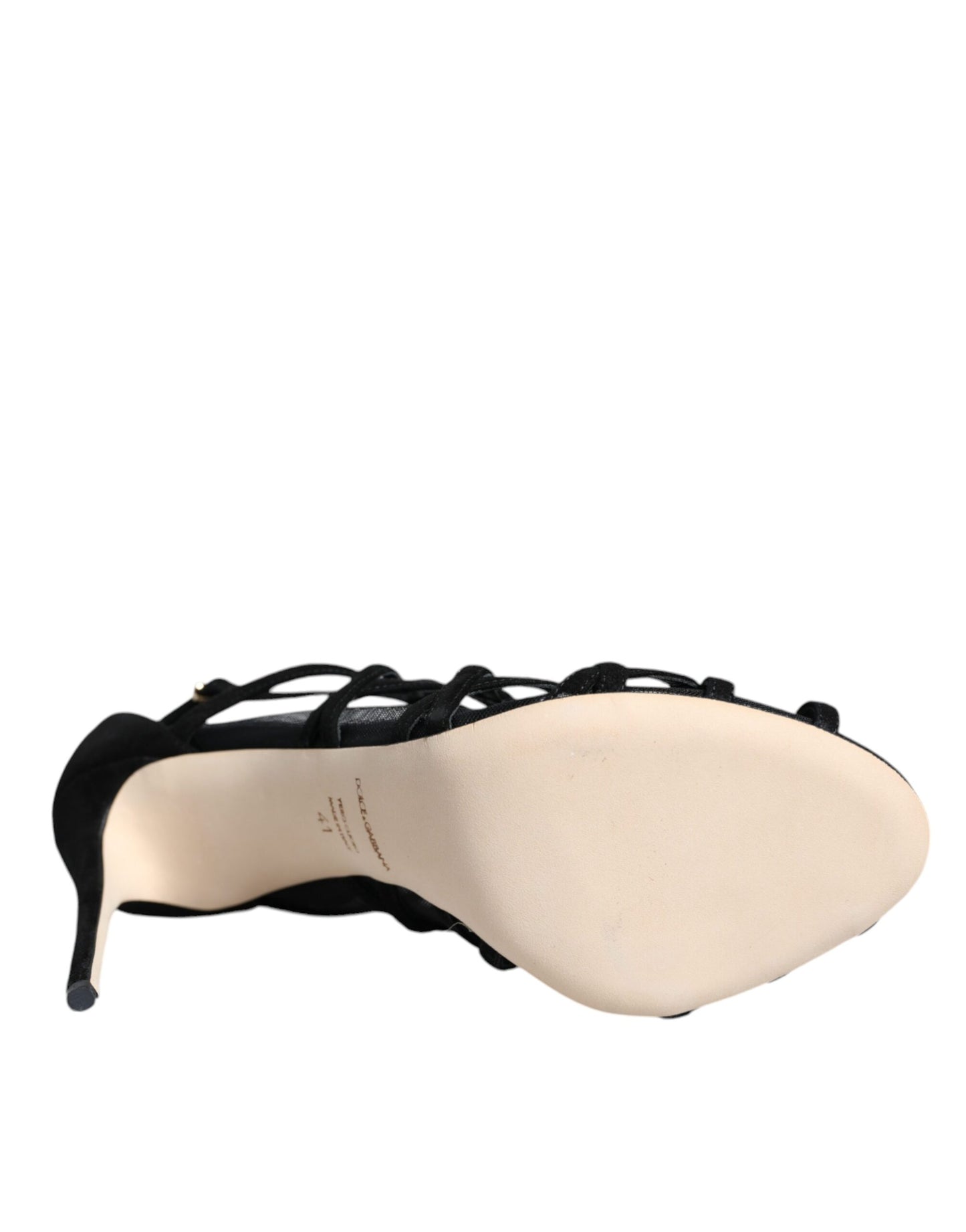 Black Tulle Stretch Heels Sandals Shoes-Dolce & Gabbana-LabelTerrace.com