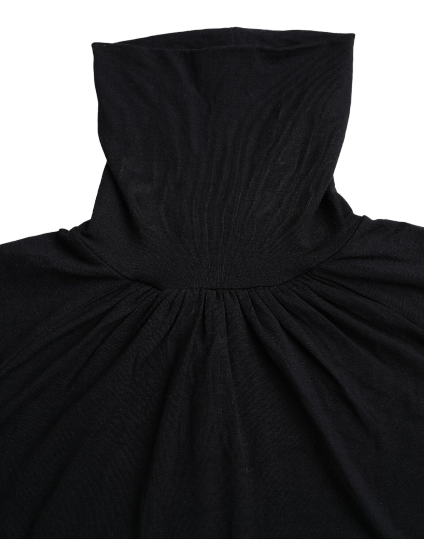 Black Turtleneck Viscose Short Sleeve Top-Costume National-LabelTerrace.com