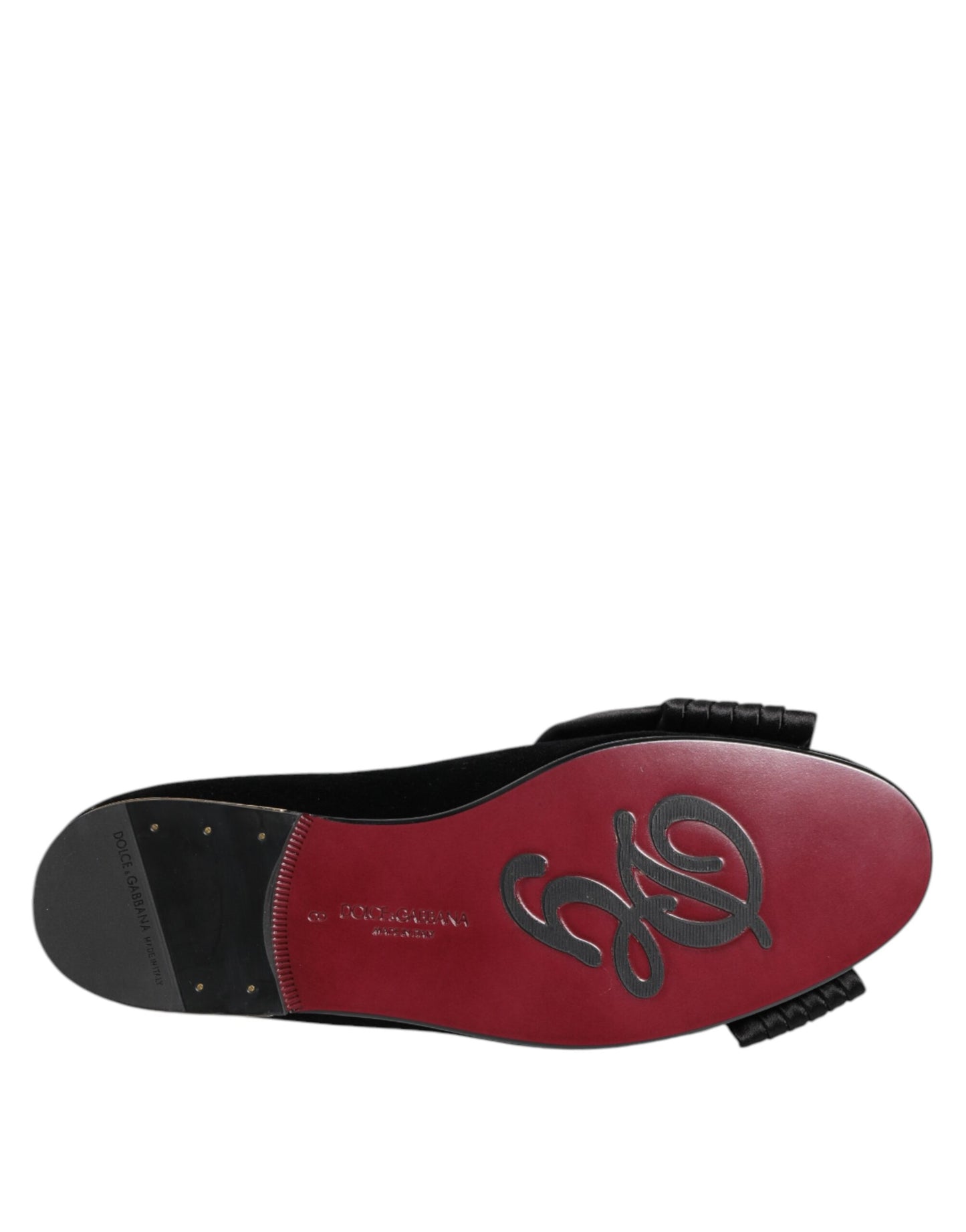 Black VATICANO Crystal Ribbon Slip On Shoes-Dolce & Gabbana-LabelTerrace.com