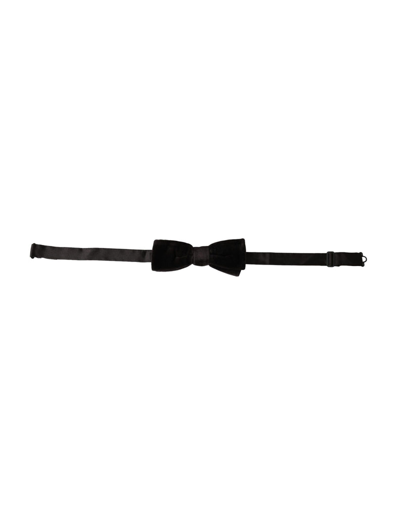 Black Velvet Cotton Adjustable Neck Men Bow Tie-Dolce & Gabbana-LabelTerrace.com