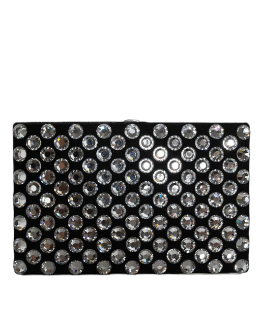 Black Velvet Crystal Clutch Evening Party Purse Bag-Dolce & Gabbana-LabelTerrace.com