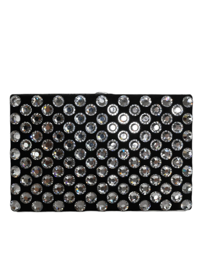 Black Velvet Crystal Clutch Evening Party Purse Bag-Dolce & Gabbana-LabelTerrace.com