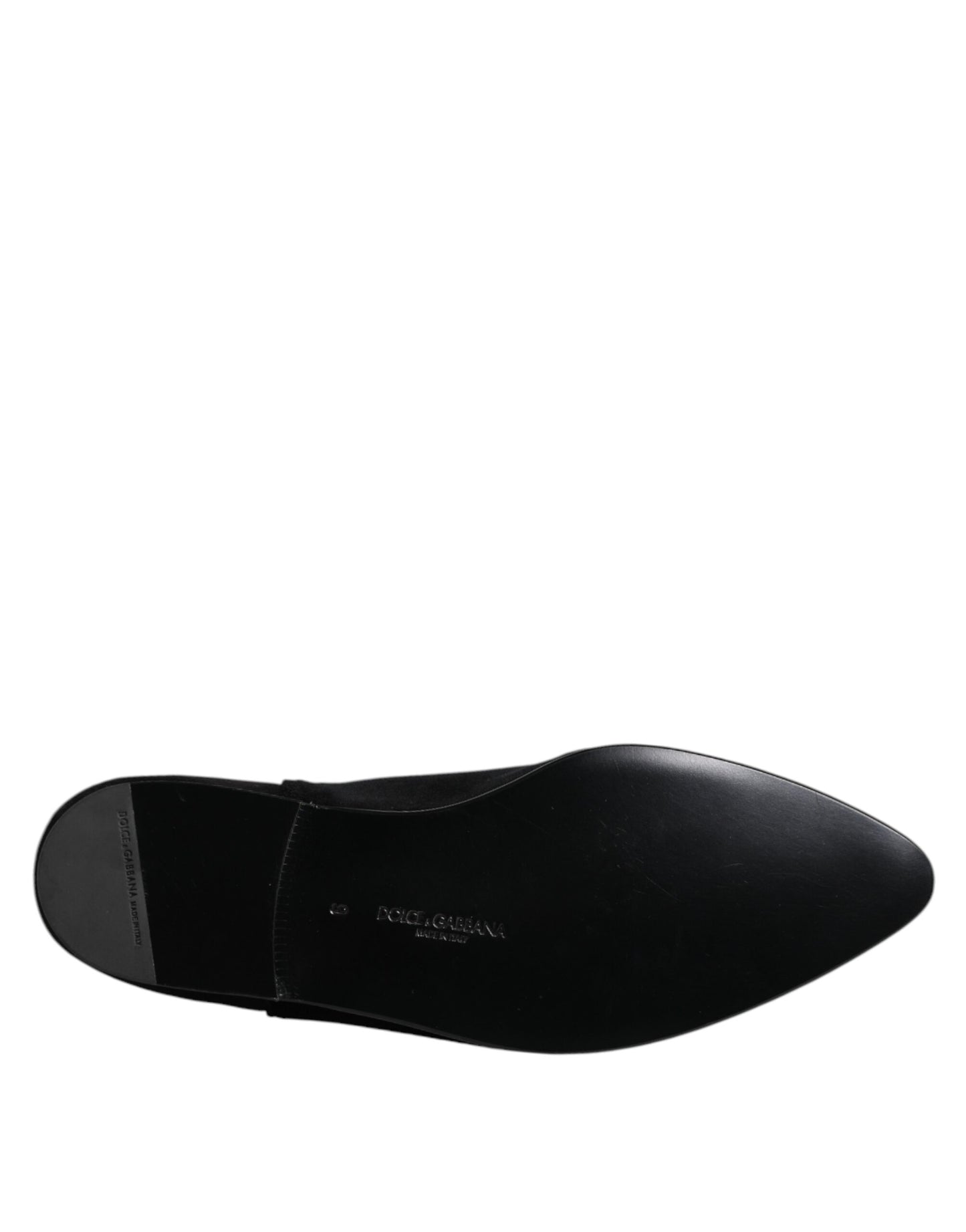 Black Velvet Embellished Loafer Slip On Shoes-Dolce & Gabbana-LabelTerrace.com