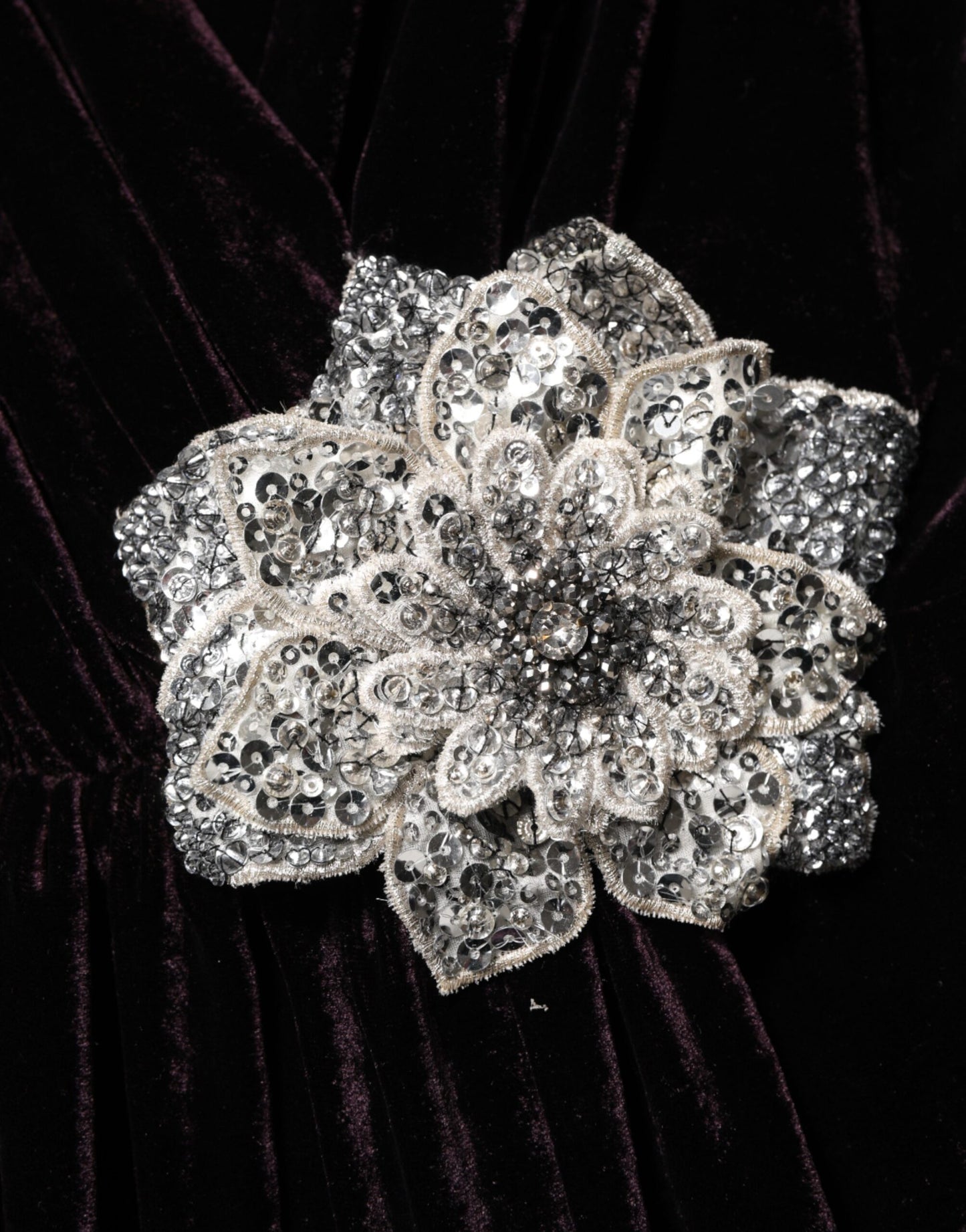 Black Velvet Flower Embellishment Aline Dress-Dolce & Gabbana-LabelTerrace.com