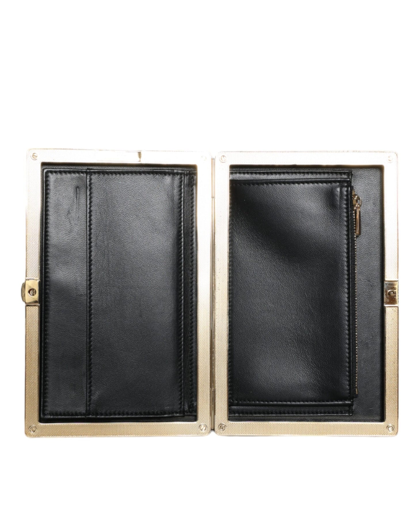Black Velvet Gold Frame Clutch Evening Party Purse Bag-Dolce & Gabbana-LabelTerrace.com