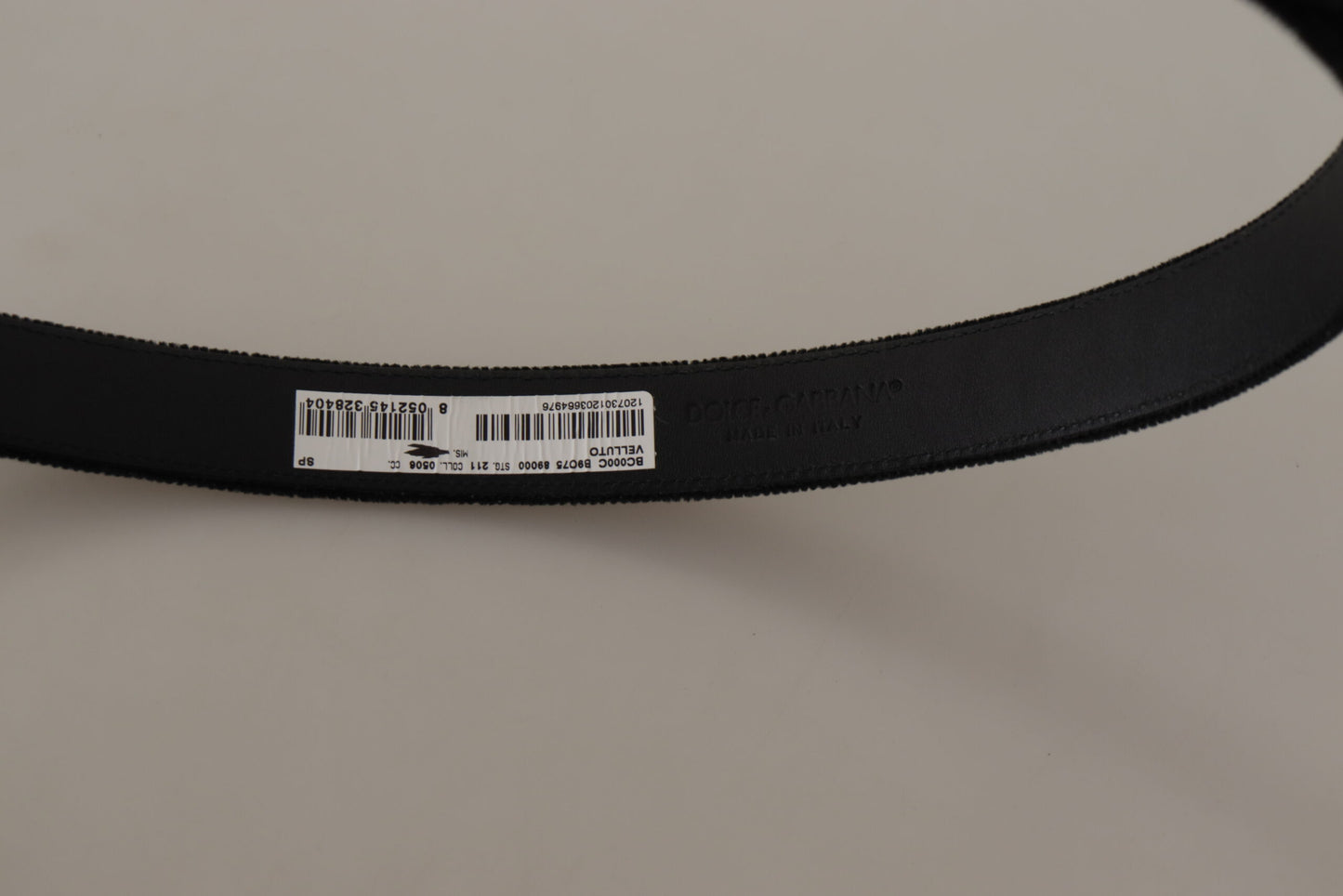 Black Velvet Leather Gold Tone Metal Buckle Belt-Dolce & Gabbana-LabelTerrace.com