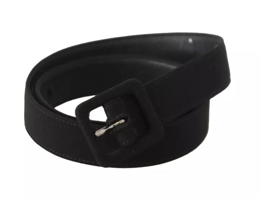 Black Velvet Leather Logo Waist Buckle Belt-Dolce & Gabbana-LabelTerrace.com