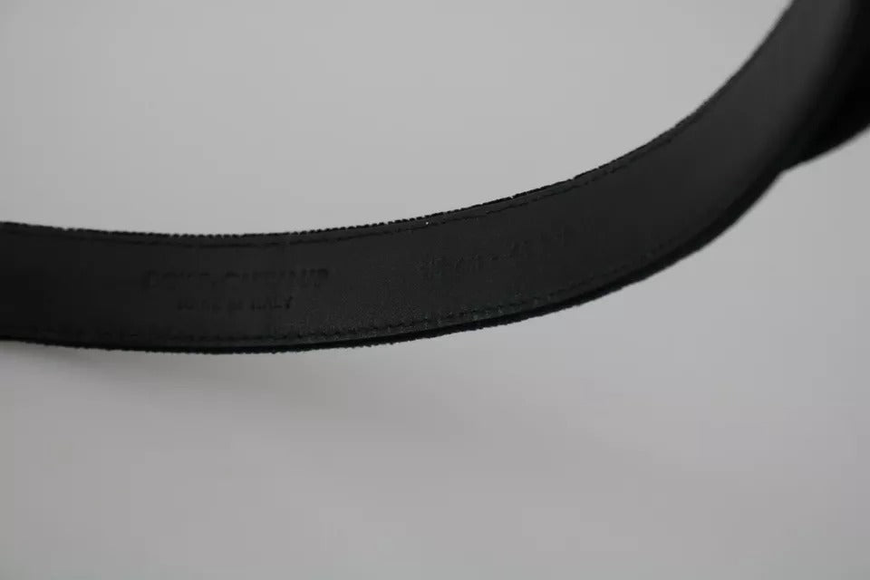 Black Velvet Leather Silver Buckle Belt-Dolce & Gabbana-LabelTerrace.com