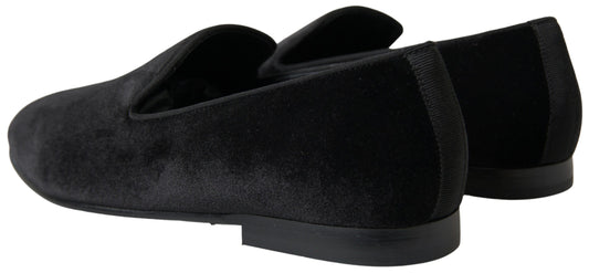 Black Velvet Loafers Formal Shoes-Dolce & Gabbana-LabelTerrace.com