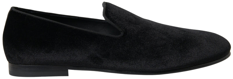 Black Velvet Loafers Formal Shoes-Dolce & Gabbana-LabelTerrace.com