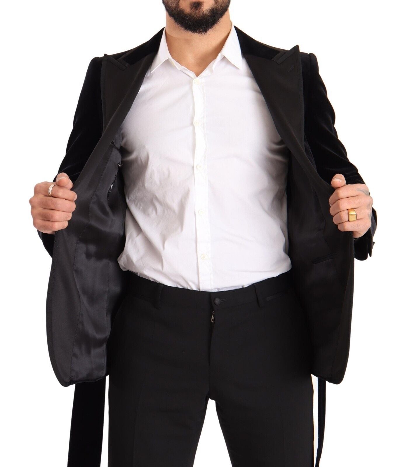 Black Velvet Single Breasted One Button Blazer-Dolce & Gabbana-LabelTerrace.com