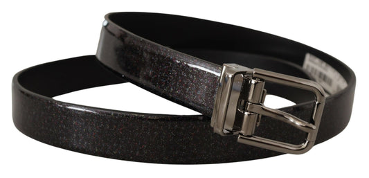 Black Vernice Puntinata Leather Silver Tone Metal Belt-Dolce & Gabbana-LabelTerrace.com