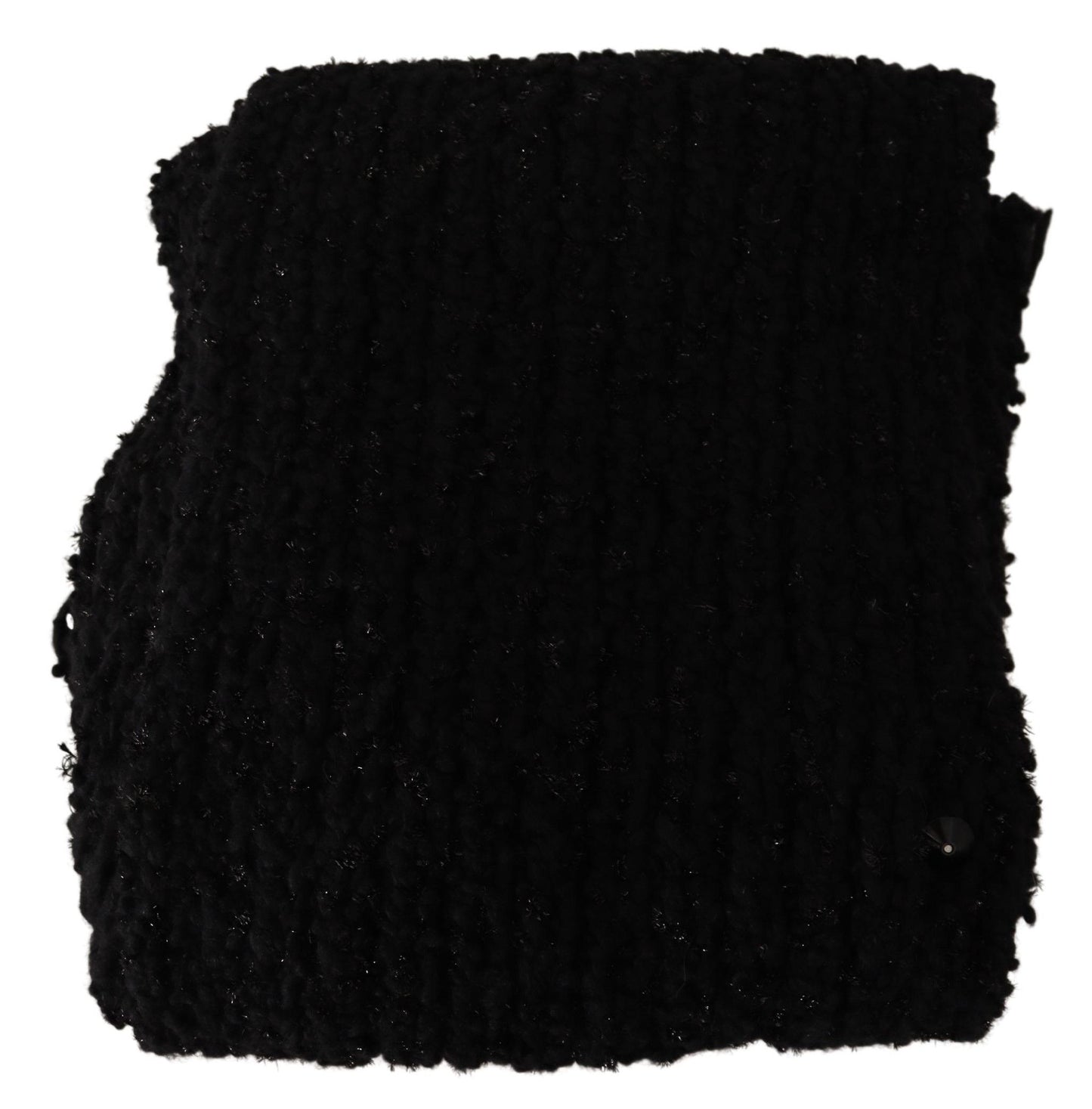 Black Virgin Wool Knitted Wrap Shawl Scarf-Dolce & Gabbana-LabelTerrace.com
