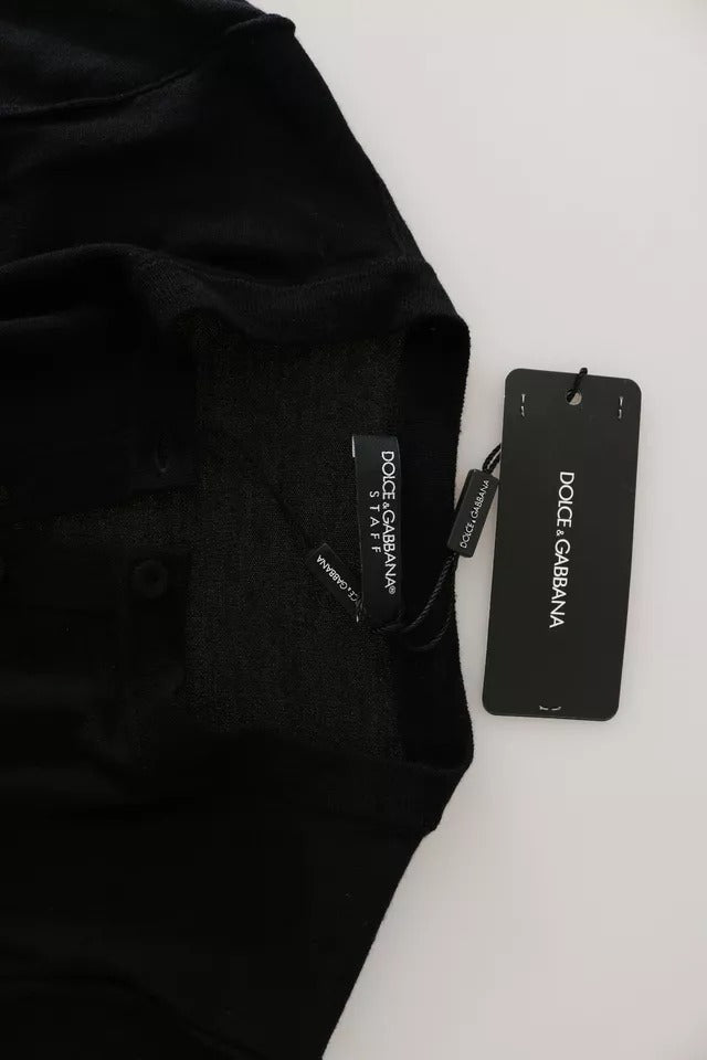 Black Virgin Wool Long Sleeve Top Blouse Top-Dolce & Gabbana-LabelTerrace.com