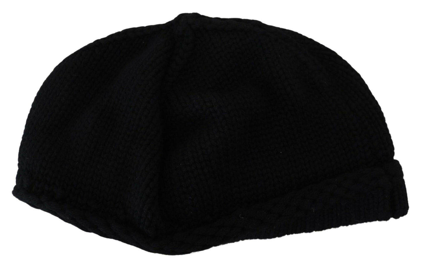 Black Virgin Wool Women Winter Beanie Cap Hat-Dolce & Gabbana-LabelTerrace.com