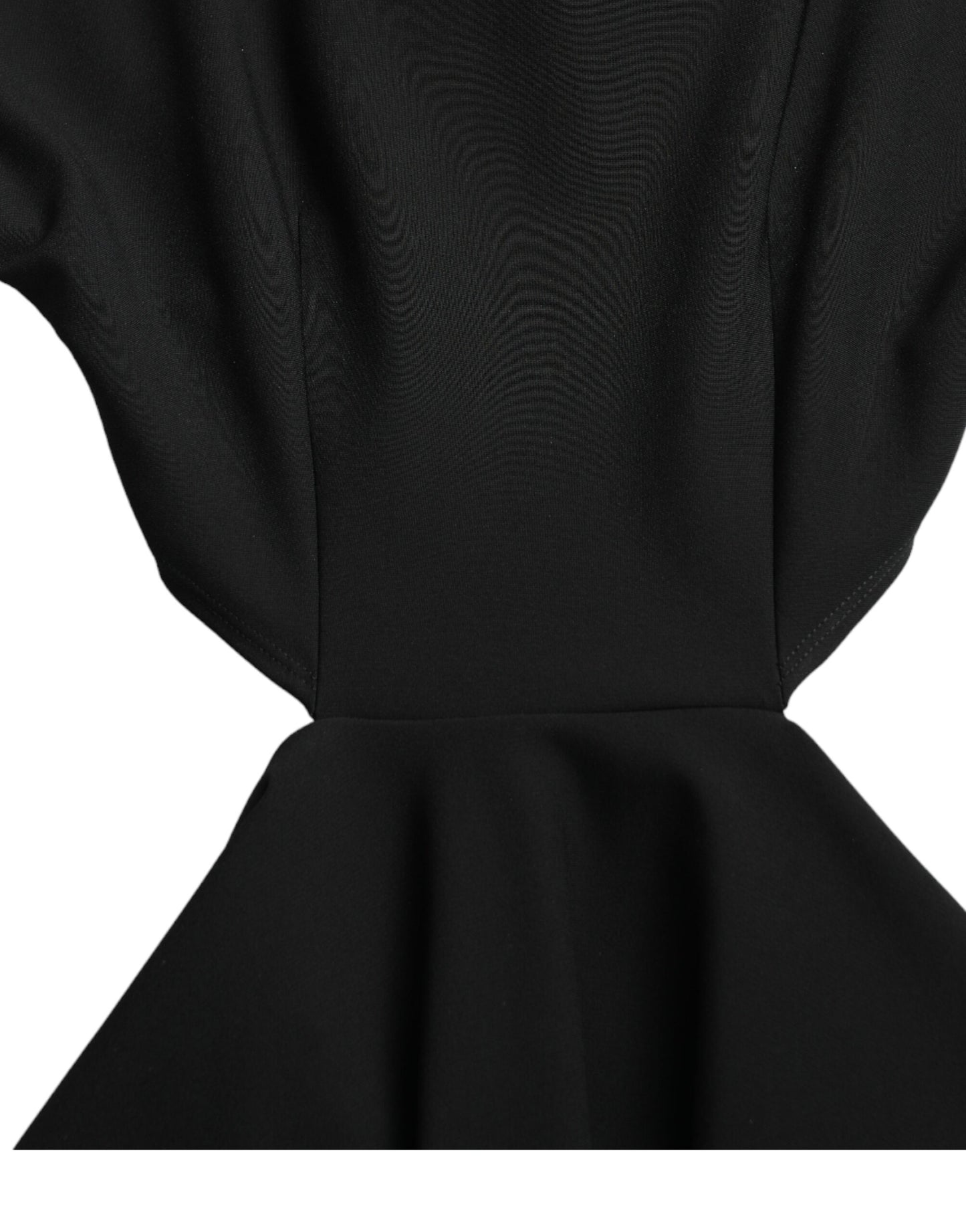 Black Viscose Cut Out A-line Long Sleeves Mini Dress-Dolce & Gabbana-LabelTerrace.com