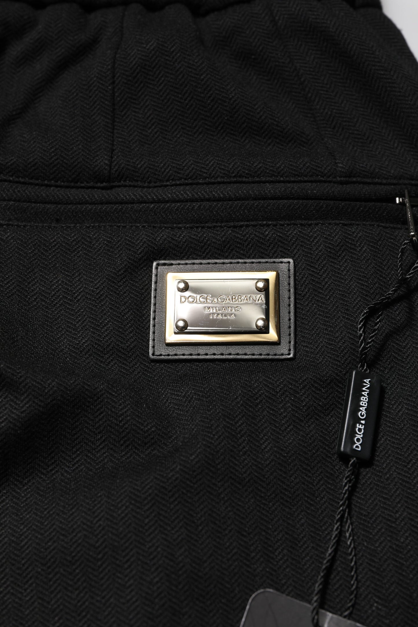 Black Viscose Drawstring Men Jogger Pants-Dolce & Gabbana-LabelTerrace.com