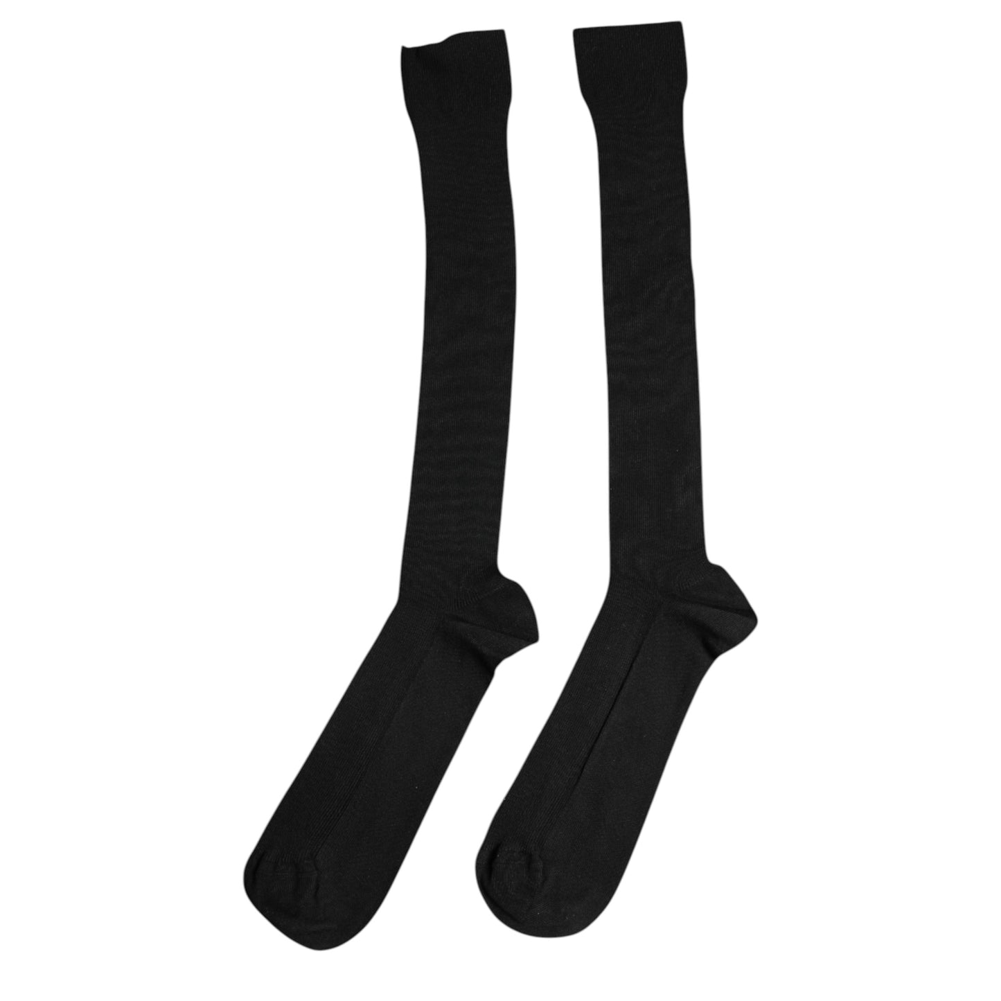 Black Viscose Logo Over The Calf Socks-Dolce & Gabbana-LabelTerrace.com