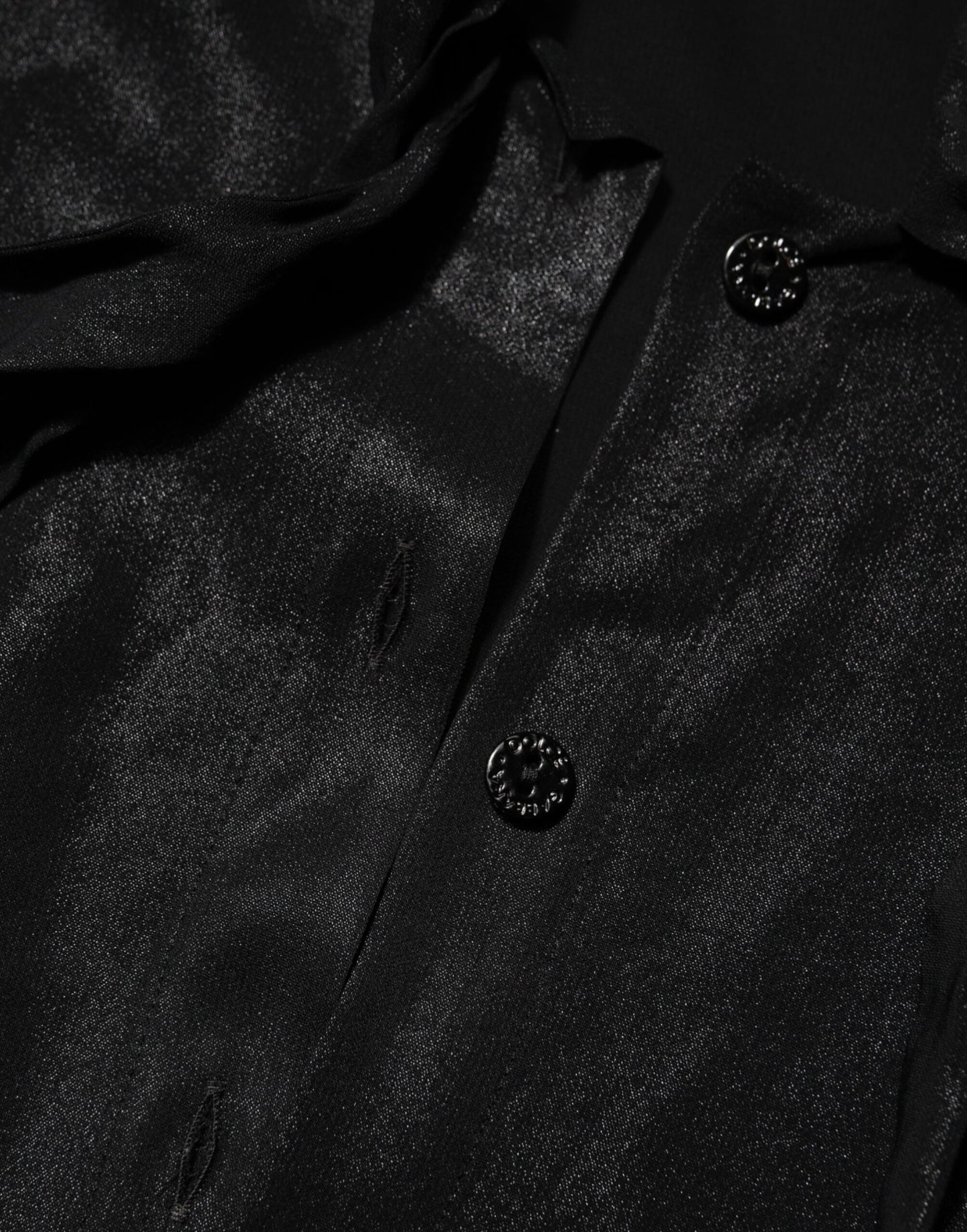 Black Viscose Long Sleeve Tie Neck Blouse Top