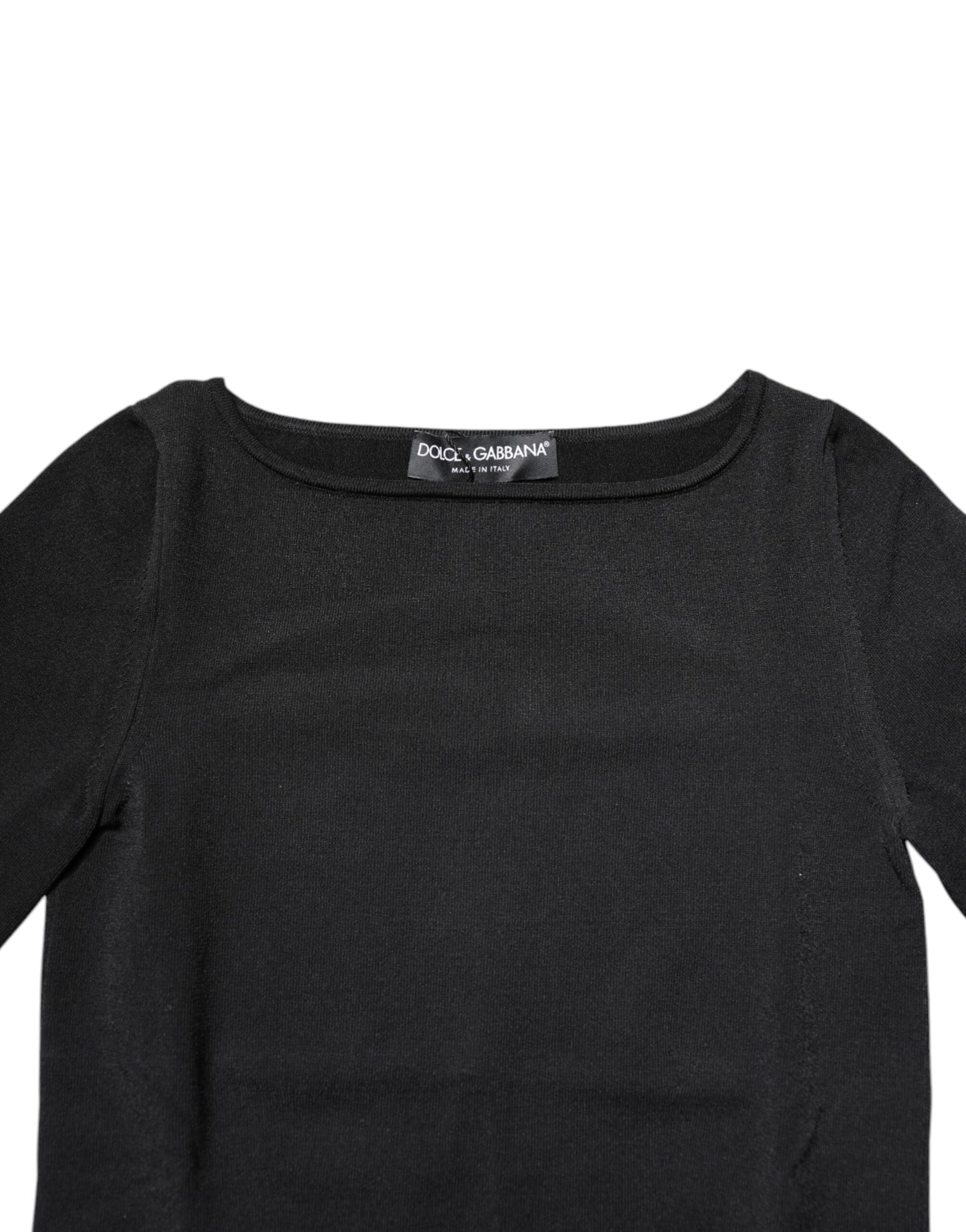 Black Viscose Long Sleeves Pullover Top-Dolce & Gabbana-LabelTerrace.com
