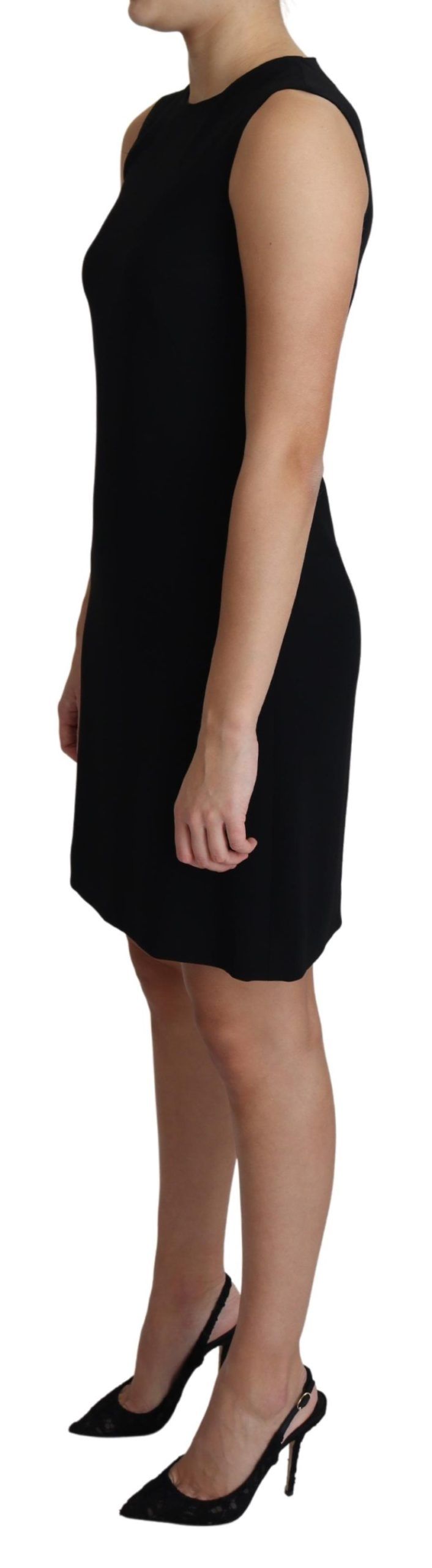 Black Viscose Stretch A-line Shift Mini Dress-Dolce & Gabbana-LabelTerrace.com