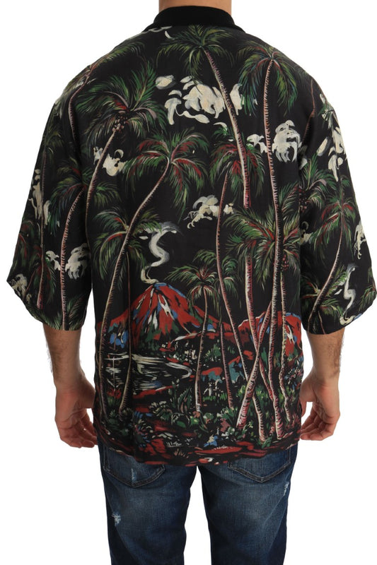 Black Volcano Sicily Short Sleeve T-Shirt-Dolce & Gabbana-LabelTerrace.com