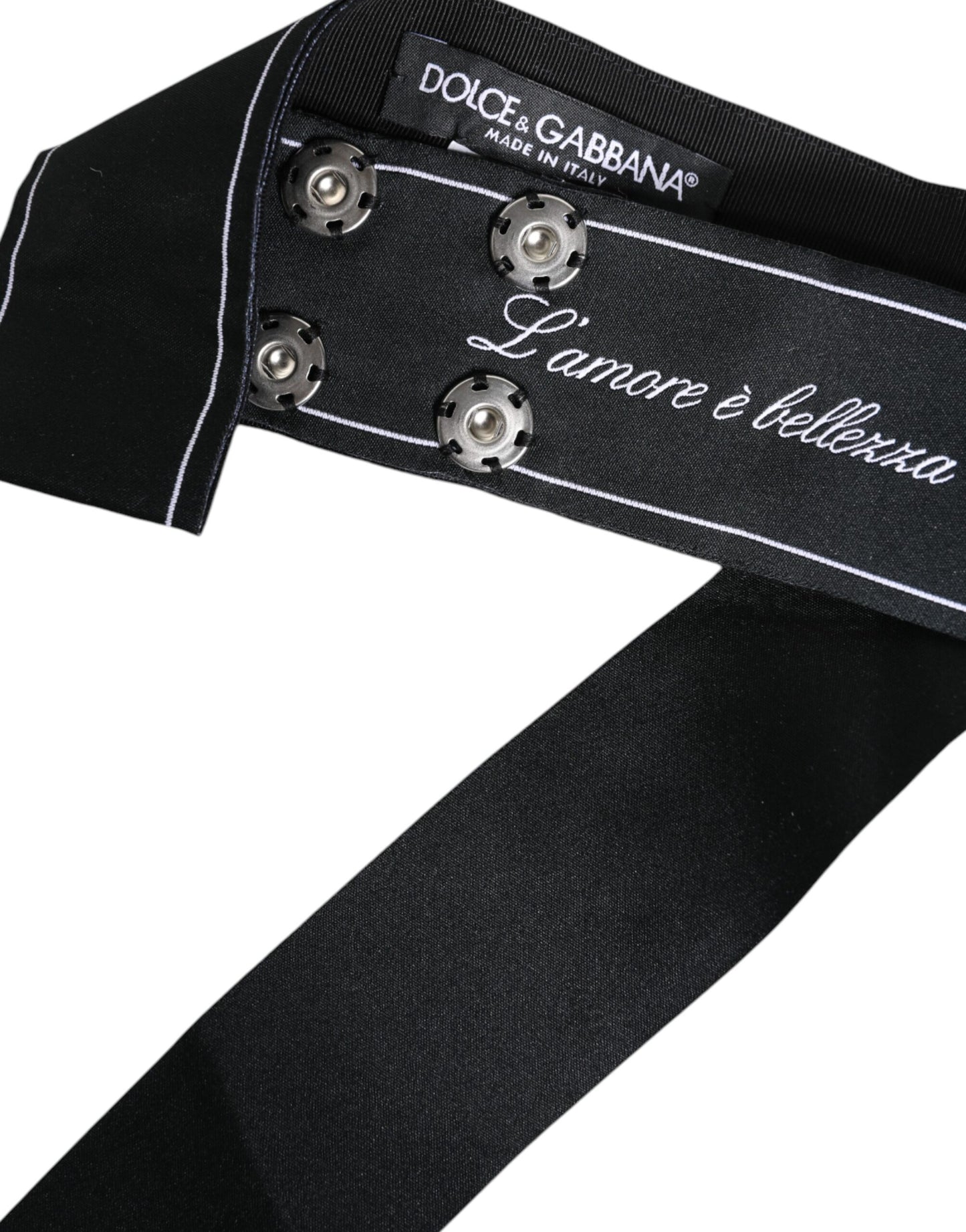Black Waist Ribbon Wide Bow Logo Belt-Dolce & Gabbana-LabelTerrace.com