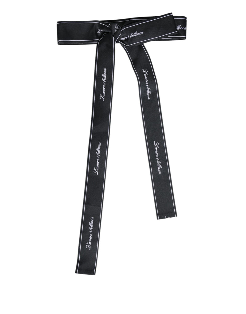 Black Waist Ribbon Wide Bow Logo Belt-Dolce & Gabbana-LabelTerrace.com
