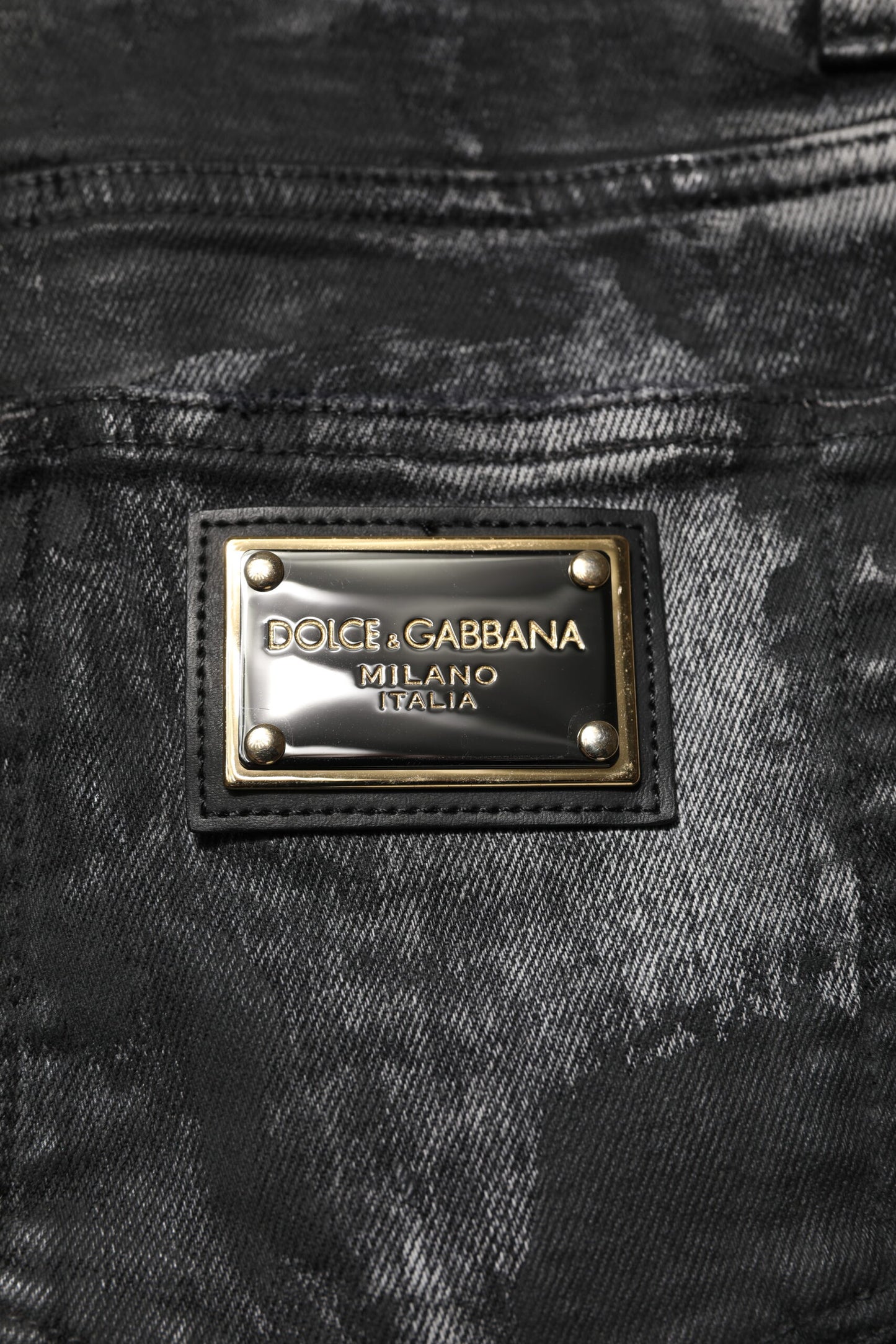 Black Washed Embellished Skinny Denim Jeans-Dolce & Gabbana-LabelTerrace.com
