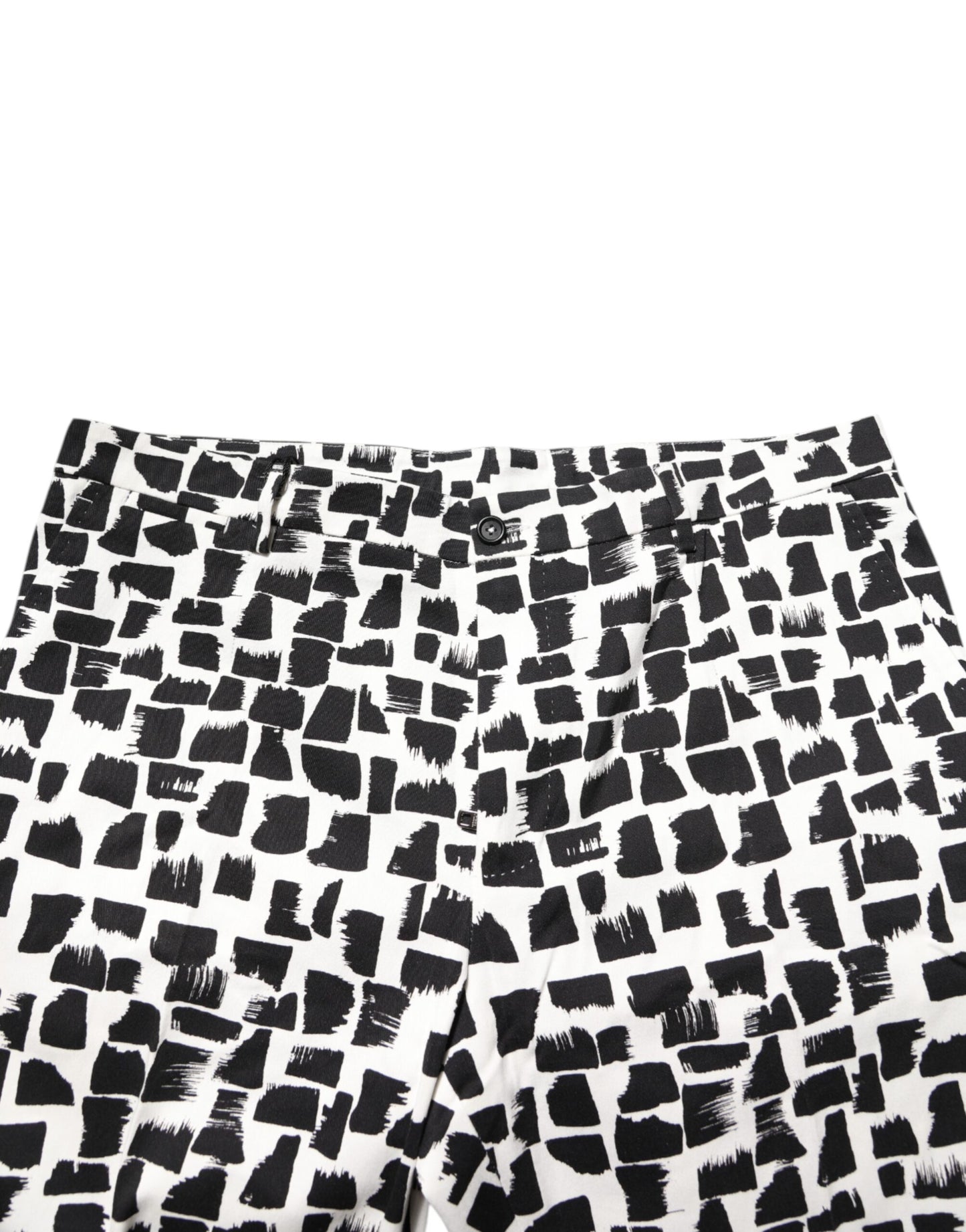 Black White Abstract Print Cotton Blend Pants-Dolce & Gabbana-LabelTerrace.com