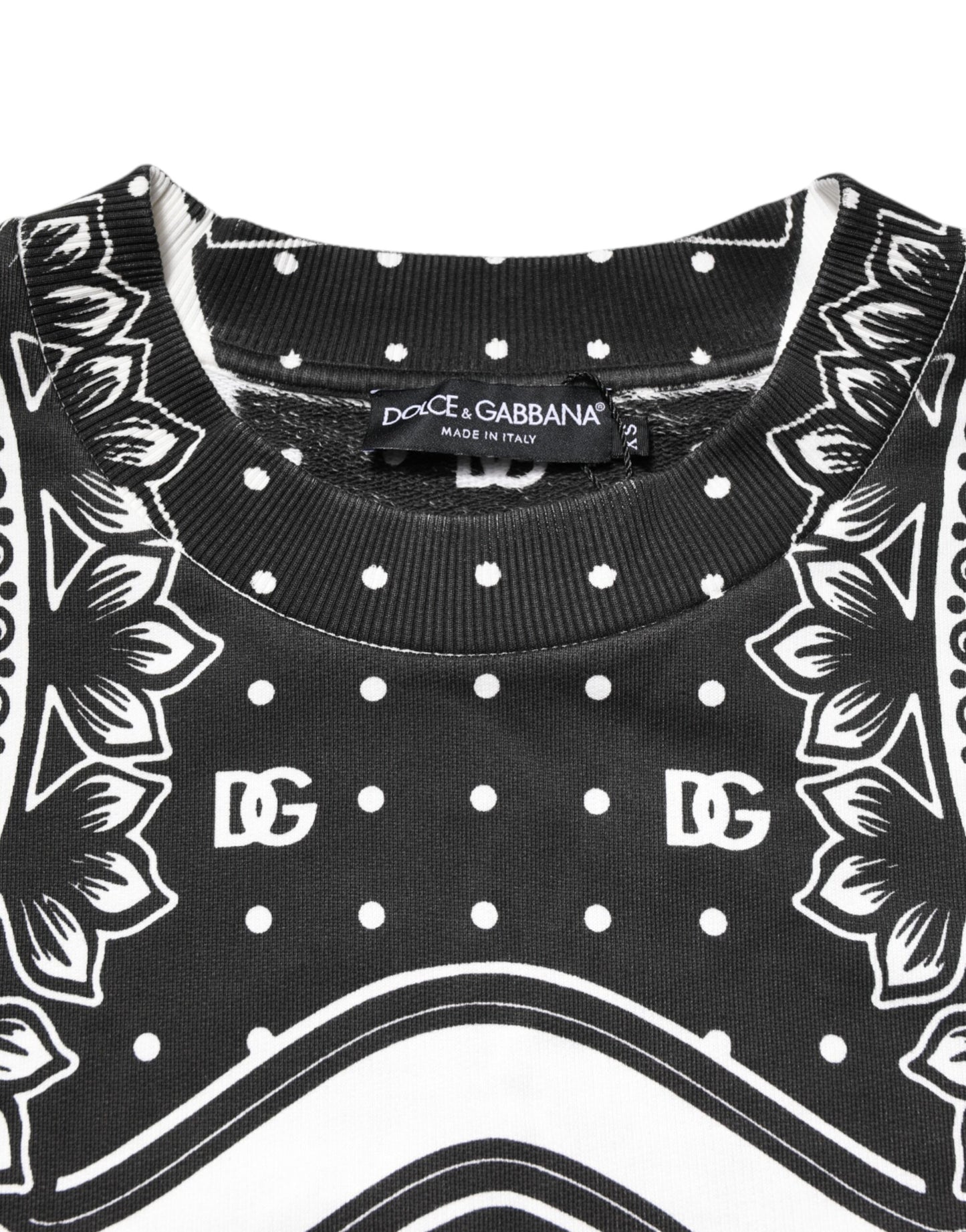 Black White Bandana Cotton Men Sweatshirt Sweater-Dolce & Gabbana-LabelTerrace.com