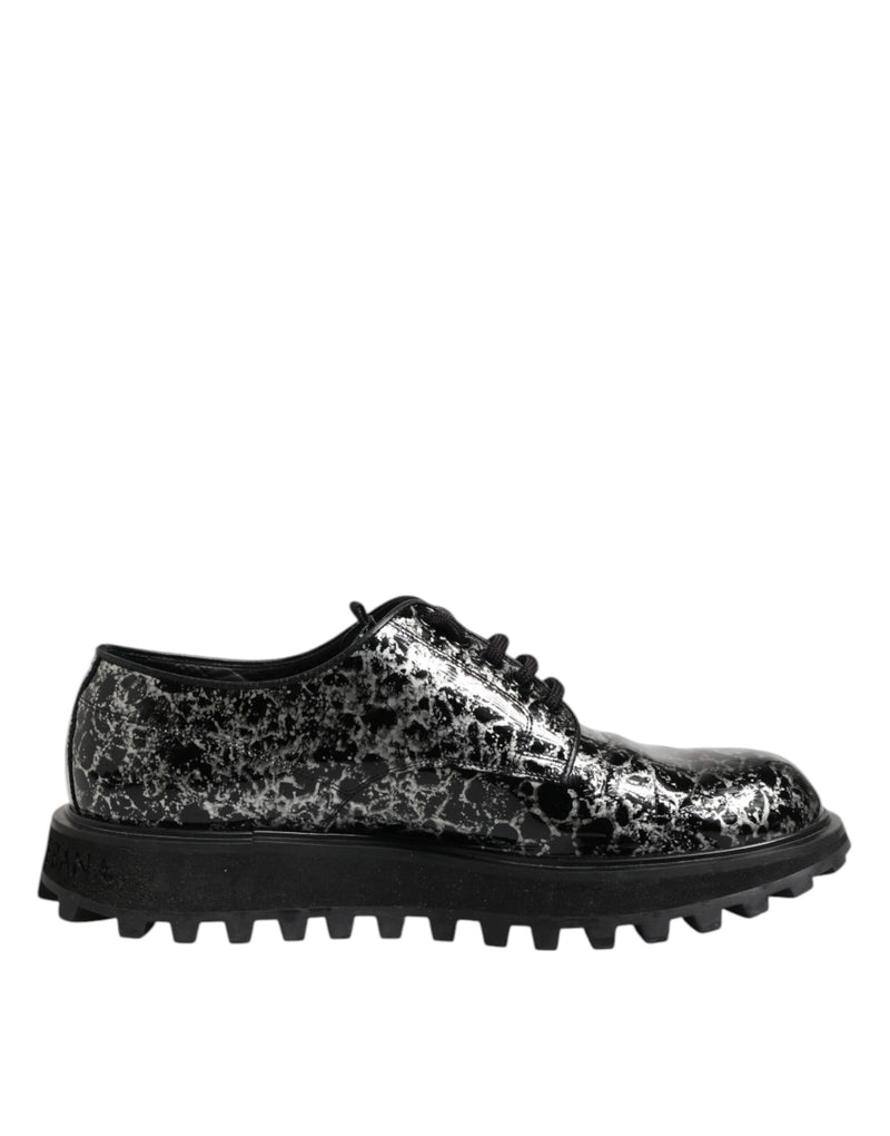 Black White Calfskin Chunky Derby Shoes-Dolce & Gabbana-LabelTerrace.com