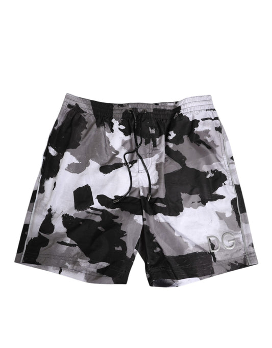 Black White Camouflage DG Logo Men Swimwear-Dolce & Gabbana-LabelTerrace.com