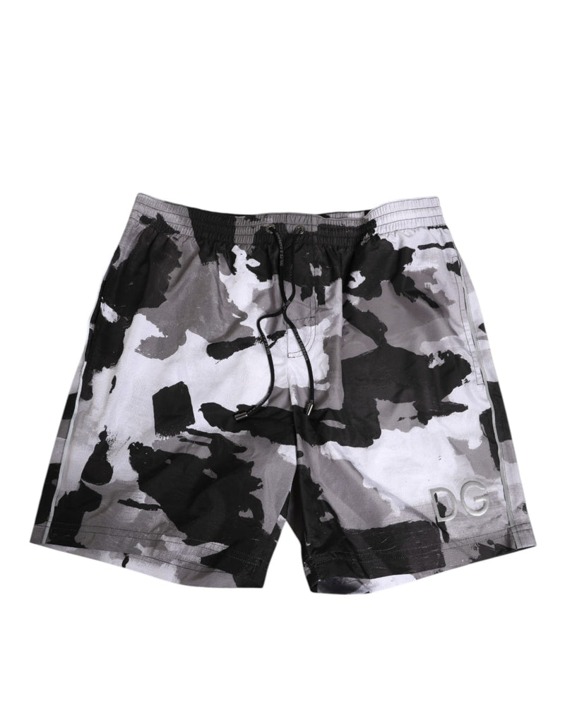 Black White Camouflage DG Logo Men Swimwear-Dolce & Gabbana-LabelTerrace.com
