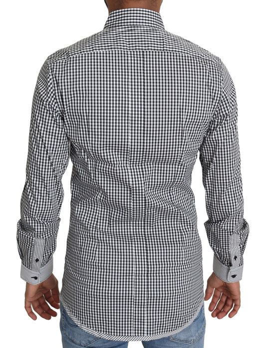 Black White Checkered Casual Shirt-Dolce & Gabbana-LabelTerrace.com