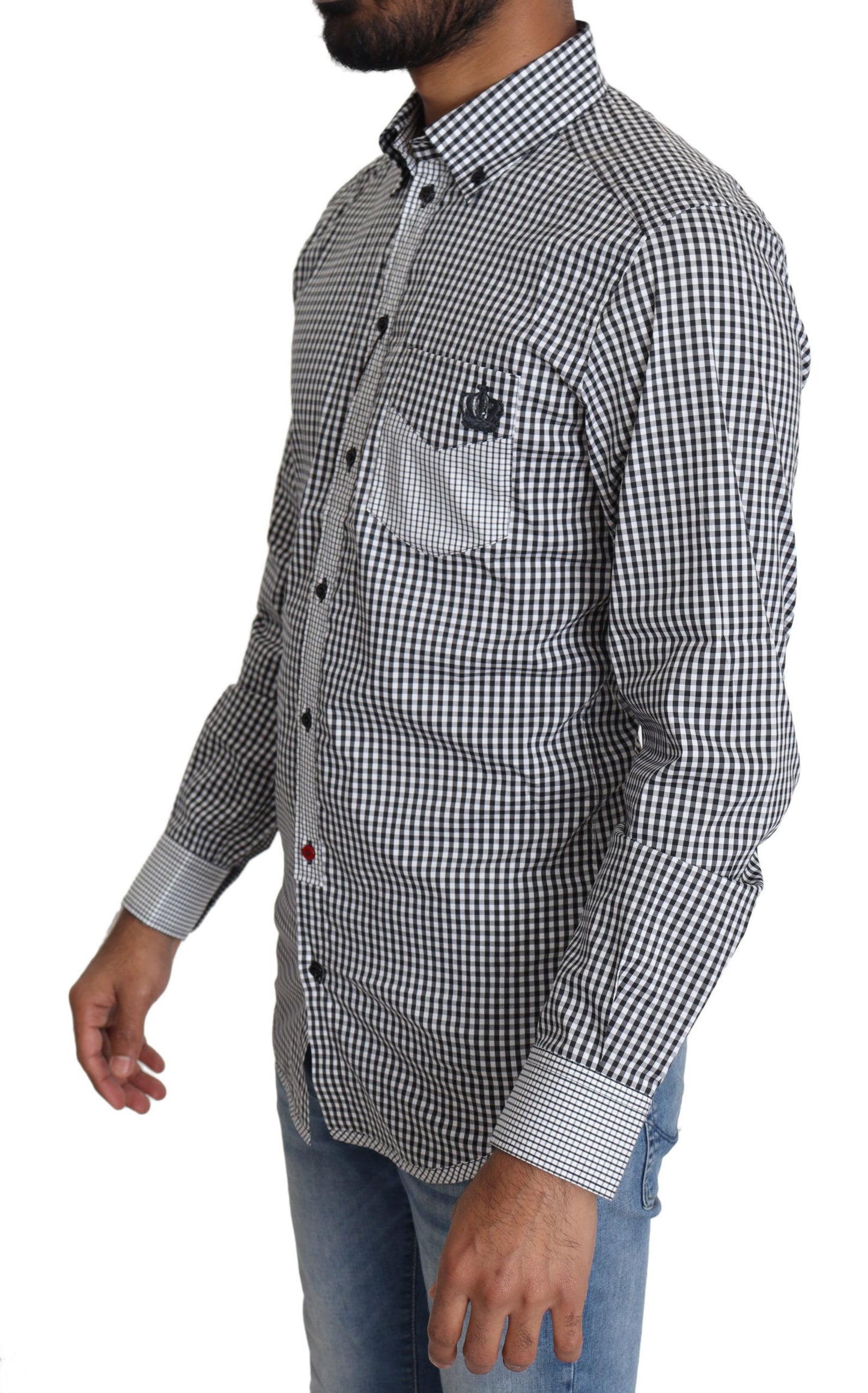 Black White Checkered Casual Shirt-Dolce & Gabbana-LabelTerrace.com