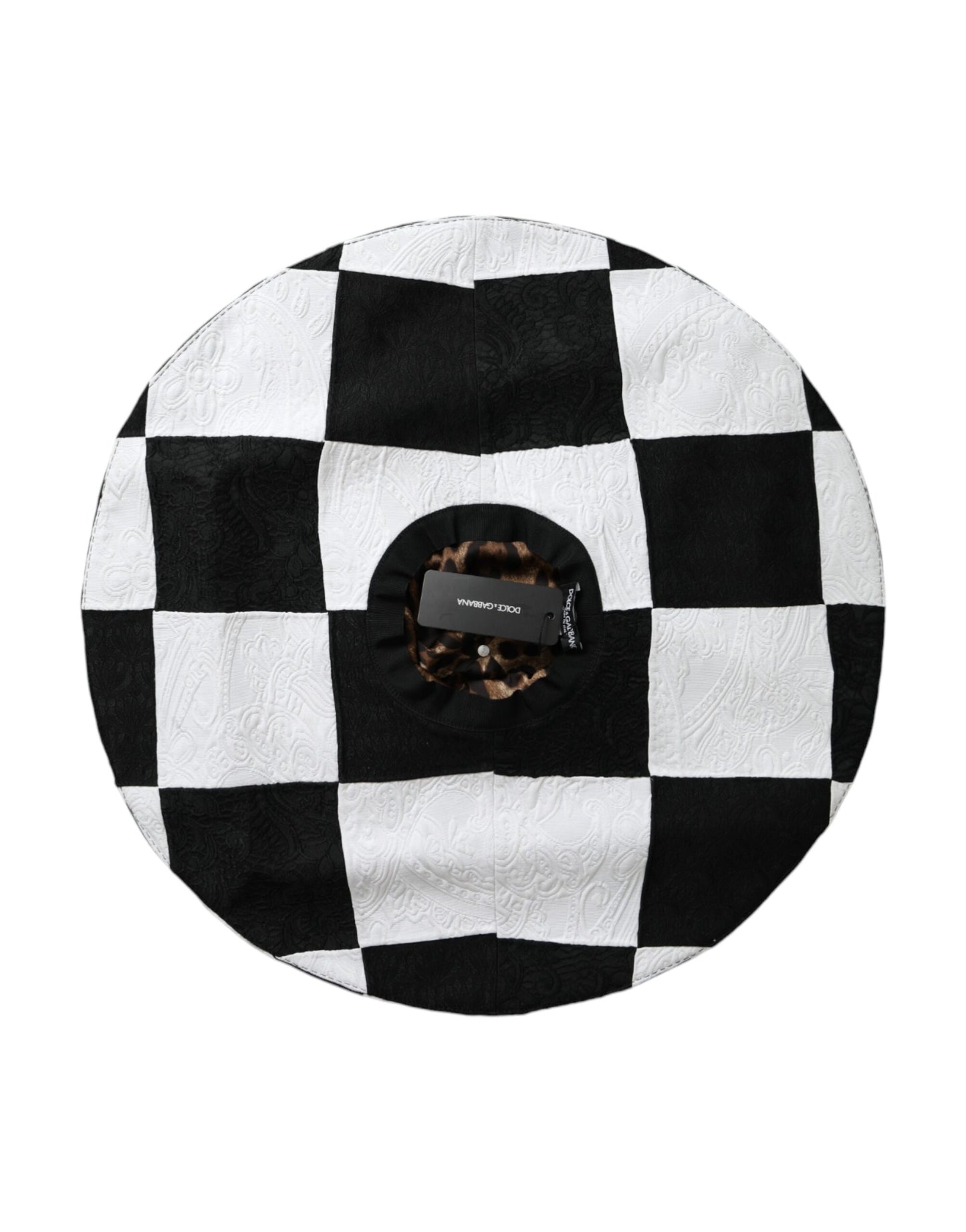 Black White Checkered Wide Brim Floppy Hat-Dolce & Gabbana-LabelTerrace.com