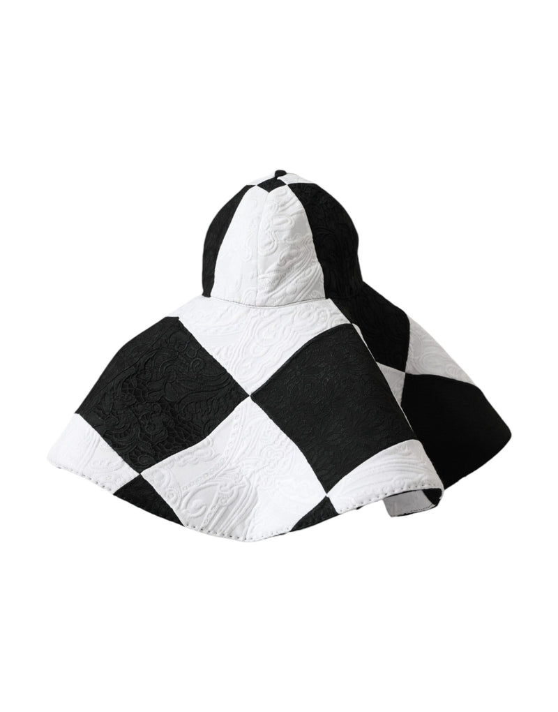 Black White Checkered Wide Brim Floppy Hat-Dolce & Gabbana-LabelTerrace.com