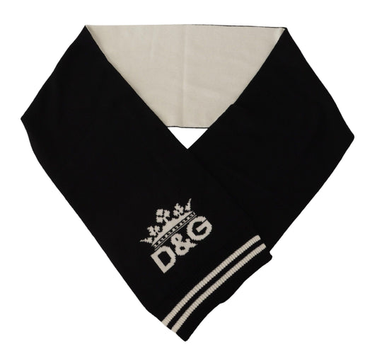 Black White Cotton DG Printed Cashmere Shawl Scarf-Dolce & Gabbana-LabelTerrace.com