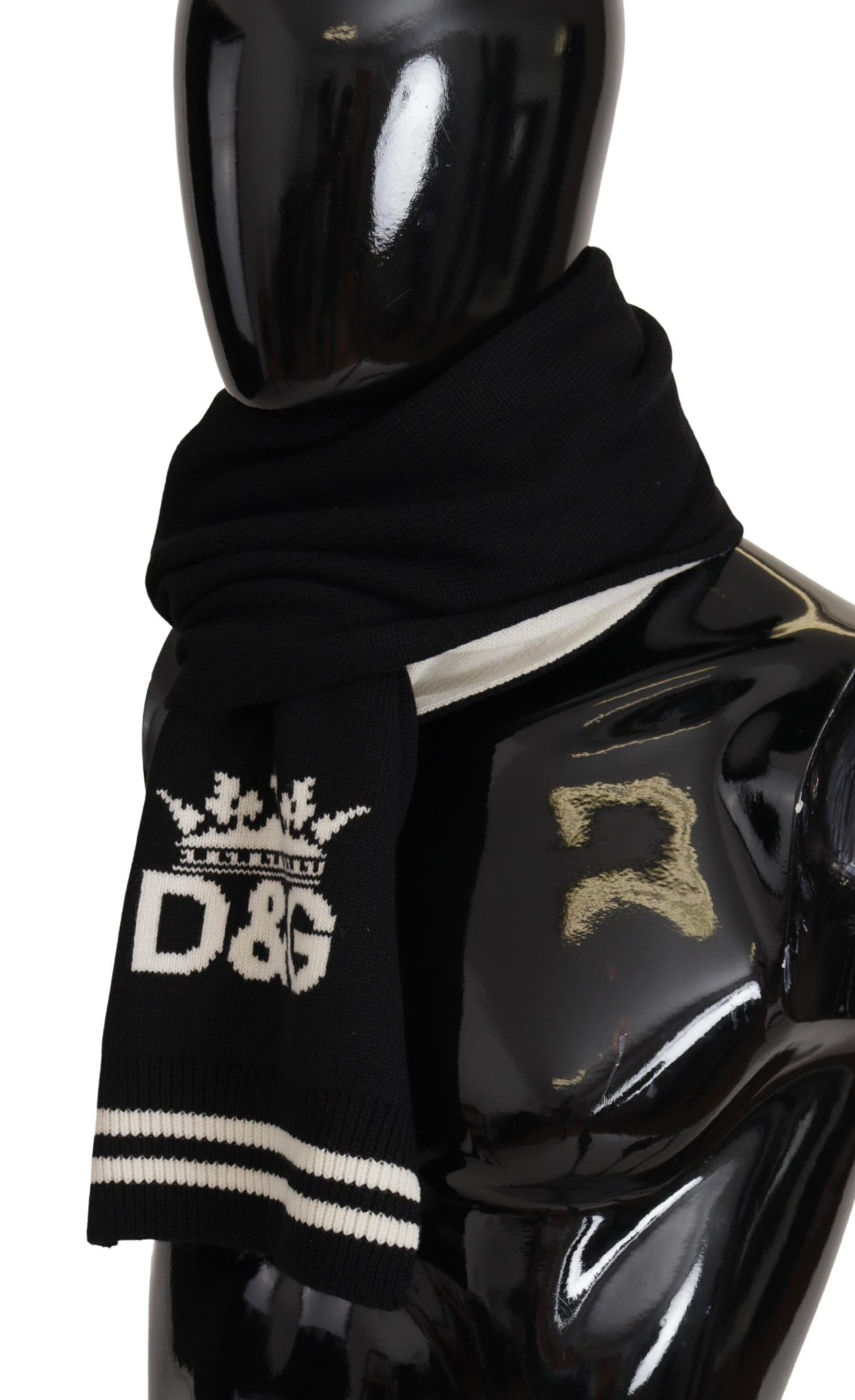 Black White Cotton DG Printed Cashmere Shawl Scarf-Dolce & Gabbana-LabelTerrace.com