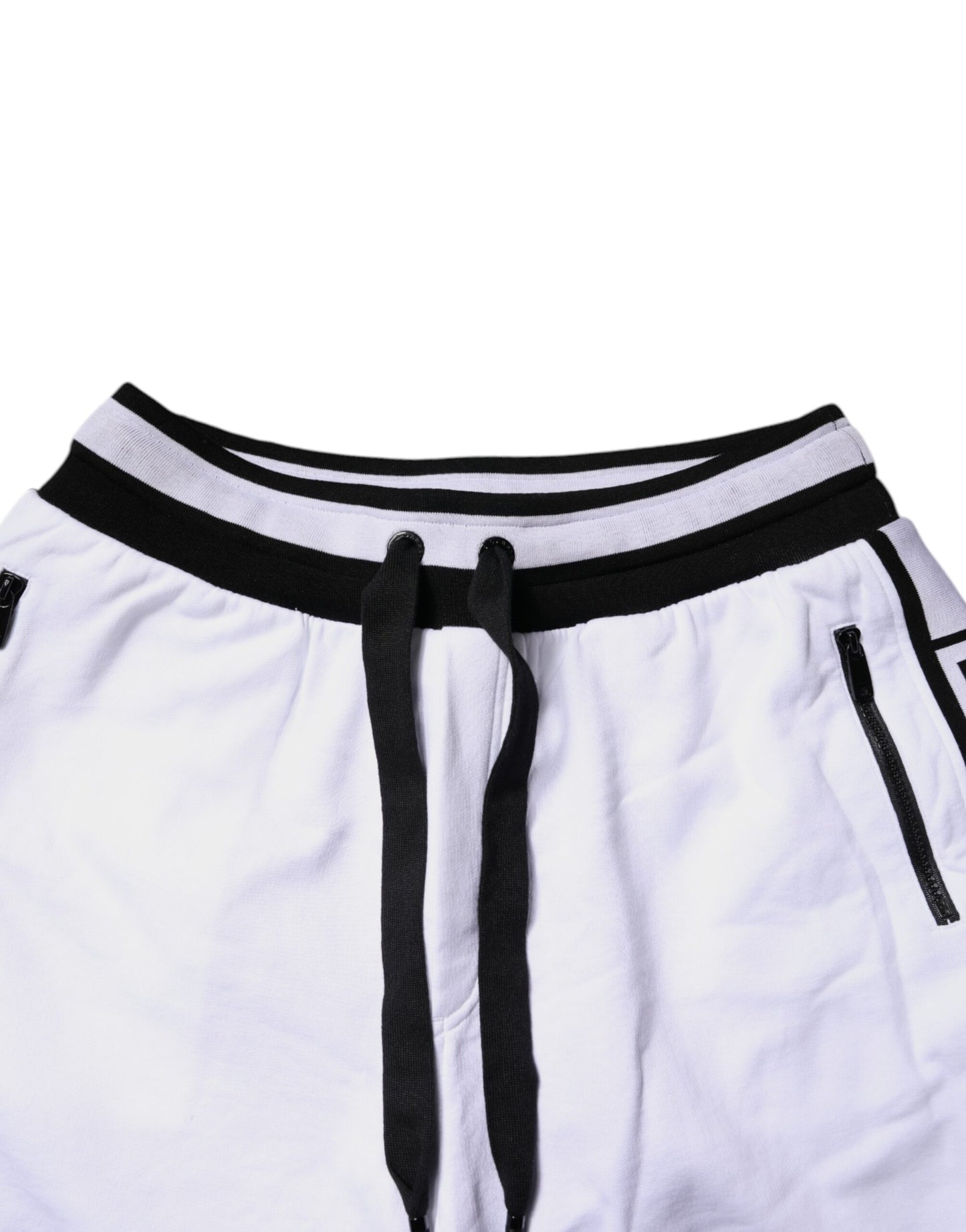 Black White Cotton Layered Sweatpants Pants